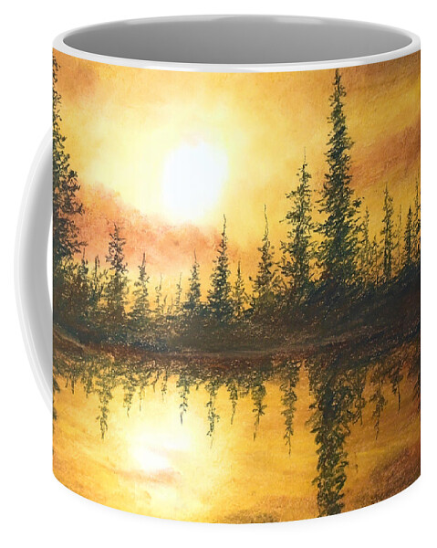 Gold Coffee Mug featuring the drawing Golden Mist by Jen Shearer