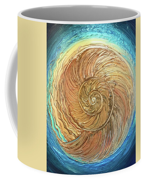 Nautilus Coffee Mug featuring the painting Golden Nautilus by Michelle Pier