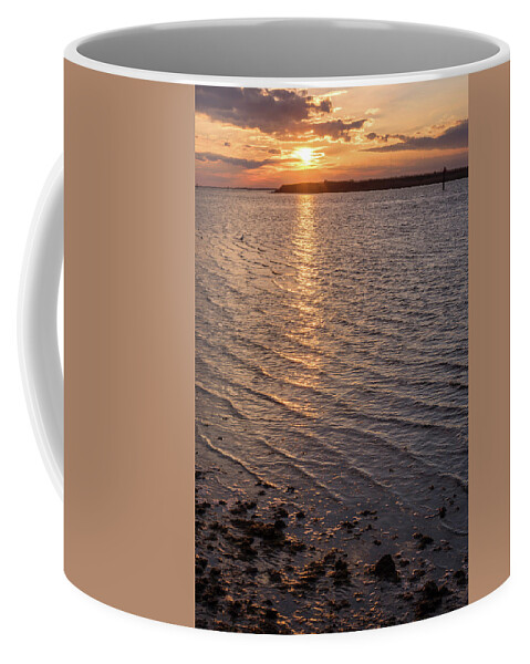Golden Ripples Lbi New Jersey Sunset Coffee Mug featuring the photograph Golden Ripples LBI New Jersey Sunset by Terry DeLuco