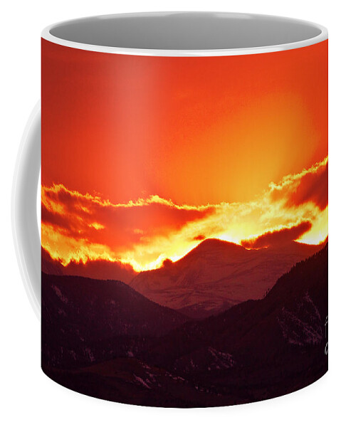 Sunset Coffee Mug featuring the photograph Golden Rocky Mountain Sunset by James BO Insogna