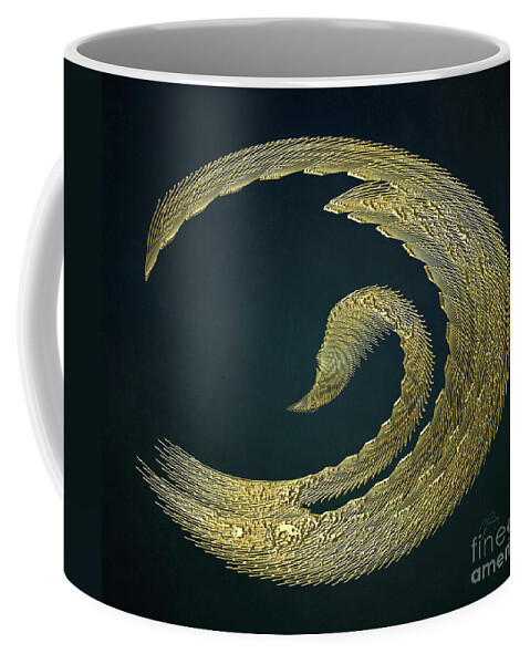 Gabriele Pomykaj Coffee Mug featuring the digital art Golden Swan Abstract by Gabriele Pomykaj