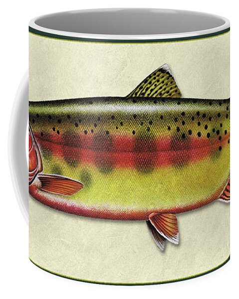 Jon Q Wright Fish Id Print Golden Trout Flyfishing Fly Freshwater Coffee Mug featuring the painting Golden trout ID by Jon Q Wright