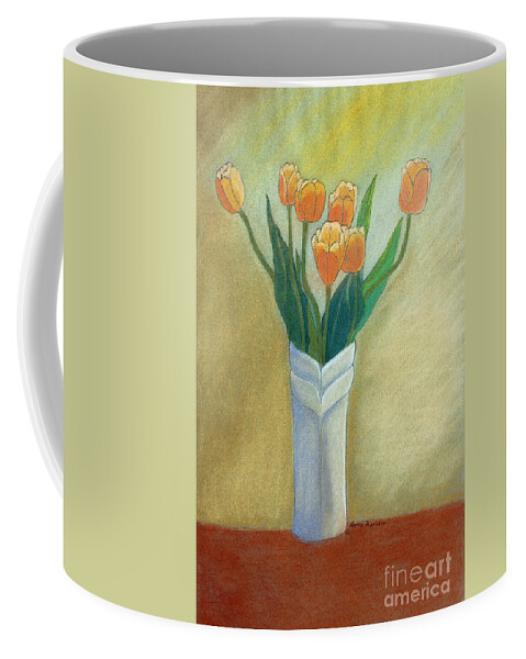 Tulips Coffee Mug featuring the painting Golden Tulips by Norma Appleton