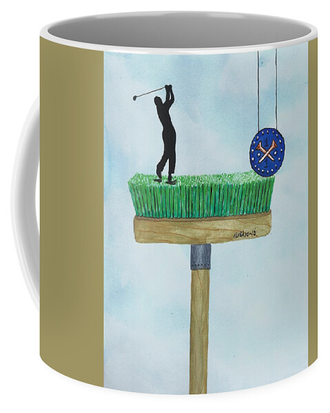 Broomstick Coffee Mug featuring the painting Golfer by Edwin Alverio