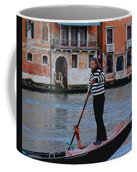 Venice Coffee Mug featuring the photograph Gondolier Venice by Caroline Stella