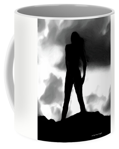 Black And White Fine Art Coffee Mug featuring the digital art Gone With The Wind by Wayne Bonney