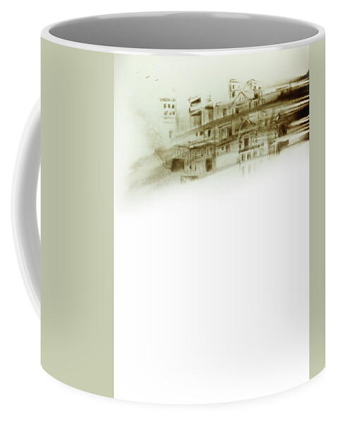 Russian Artists New Wave Coffee Mug featuring the drawing Gone With Wind. Sand Art by Elena Vedernikova