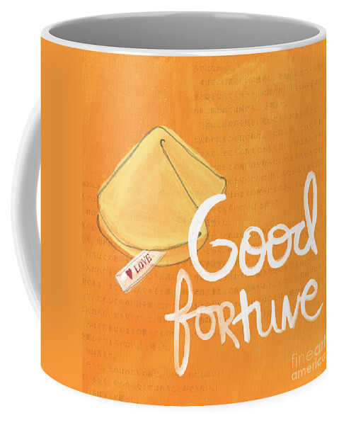 Fortune Coffee Mug featuring the mixed media Good Fortune by Linda Woods