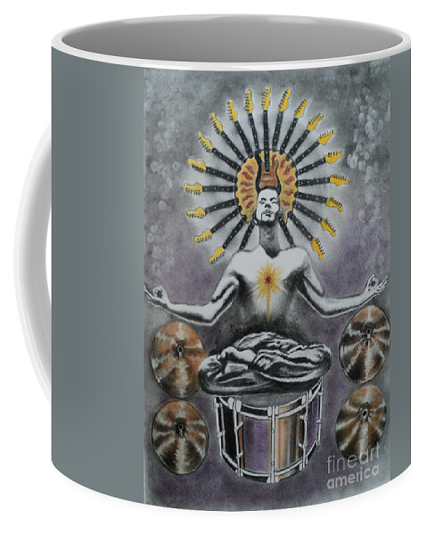 Meditating Coffee Mug featuring the drawing Good Vibrations by Carla Carson