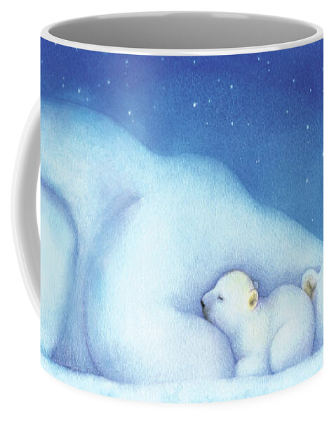 Polar Bear Coffee Mug featuring the painting Polar Bears, Goodnight Nanook by Tracy Herrmann