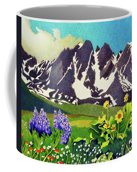 Art Coffee Mug featuring the drawing Gore Range Wildflowers by Dan Miller