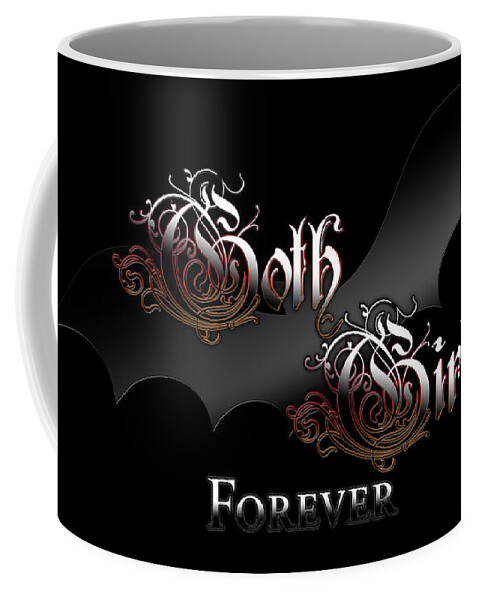 Goth Girl Coffee Mug featuring the digital art Gothic Girl Forever Bat Wing by Rolando Burbon