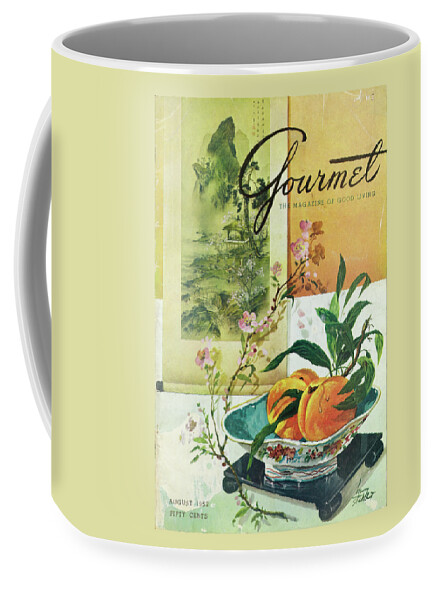 Gourmet Cover Featuring A Bowl Of Peaches Coffee Mug