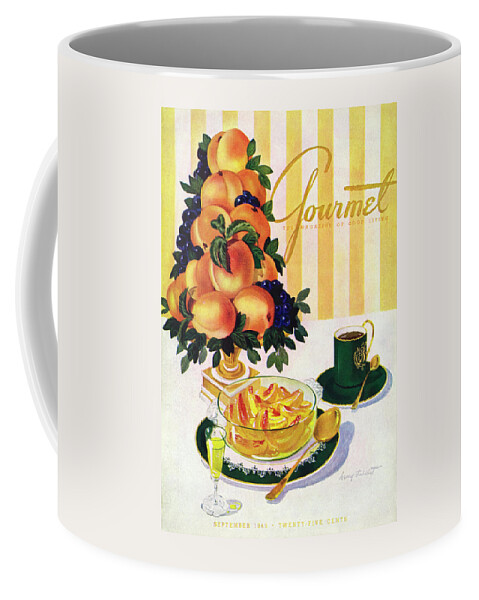 Gourmet Cover Featuring A Centerpiece Of Peaches Coffee Mug