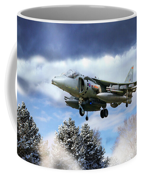Harrier Landing Coffee Mug featuring the digital art GR9 Snow Ops by Airpower Art