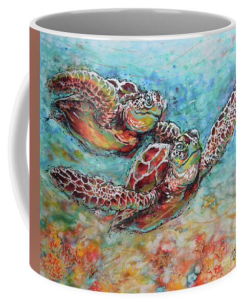 Marine Turtles Coffee Mug featuring the painting Sea Turtle Buddies by Jyotika Shroff