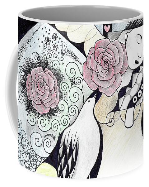 Woman Coffee Mug featuring the drawing Gracefully - In Color by Helena Tiainen