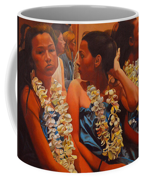 Hawaiian Hula Dancers Coffee Mug featuring the painting Grace's Story by Thu Nguyen