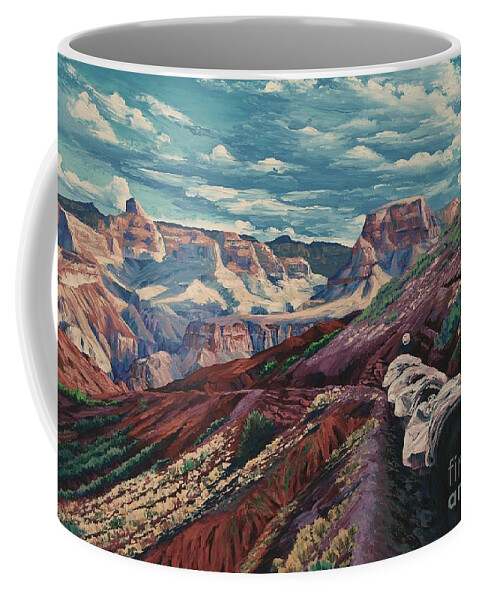 Landscape Coffee Mug featuring the painting Grand Canyon Mule Skinners by Cheryl Fecht