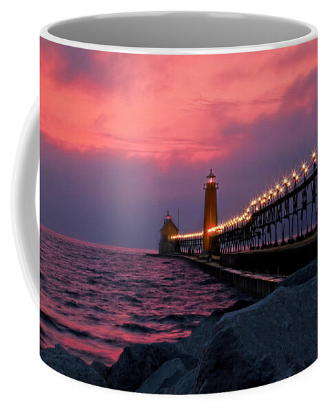 Grand Haven Coffee Mug featuring the photograph Grand Haven Sunset by Susan Rissi Tregoning