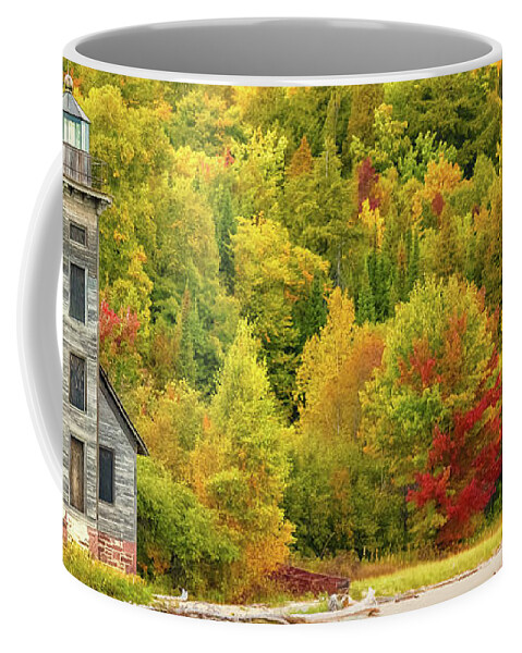 Autumn Coffee Mug featuring the photograph Grand Island East Channel Light by Sylvia J Zarco