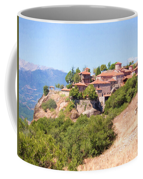 Greece Coffee Mug featuring the digital art Grand Meteora 2 by Roy Pedersen