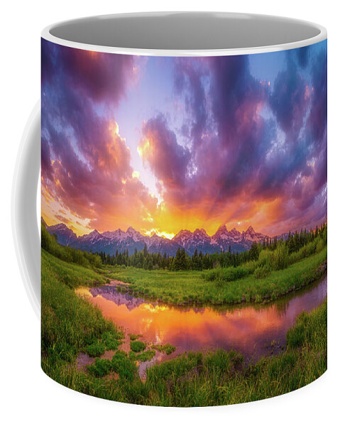 Sunset Coffee Mug featuring the photograph Grand Sunset in The Tetons by Darren White