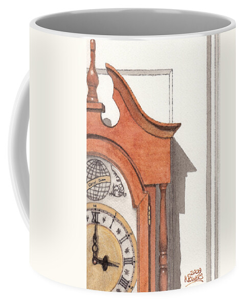 Watercolor Coffee Mug featuring the painting Grandfather Clock by Ken Powers
