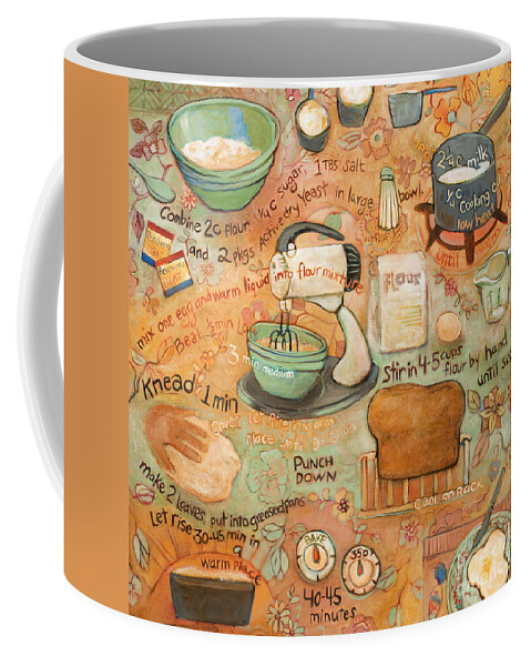 Acrylic Painting Coffee Mug featuring the painting Grandmas Bread Recipe by Jen Norton