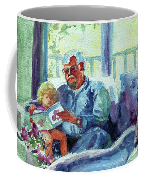 Painting Coffee Mug featuring the painting Grandpa Reading by Kathy Braud