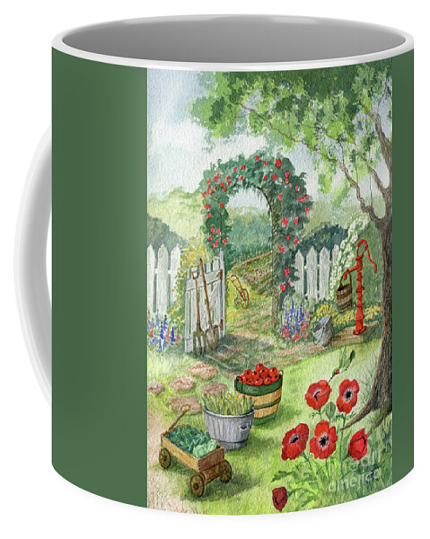 Old Picket Fence Coffee Mug featuring the painting Grandpa's Summer Harvest by Marilyn Smith