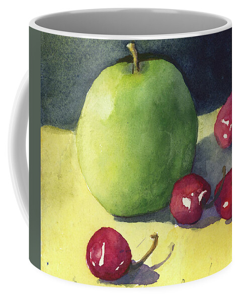 Fruit Coffee Mug featuring the painting Granny Smith and Friends by Maria Hunt