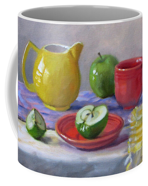 Apples Coffee Mug featuring the painting Granny Smiths by Bonnie Mason
