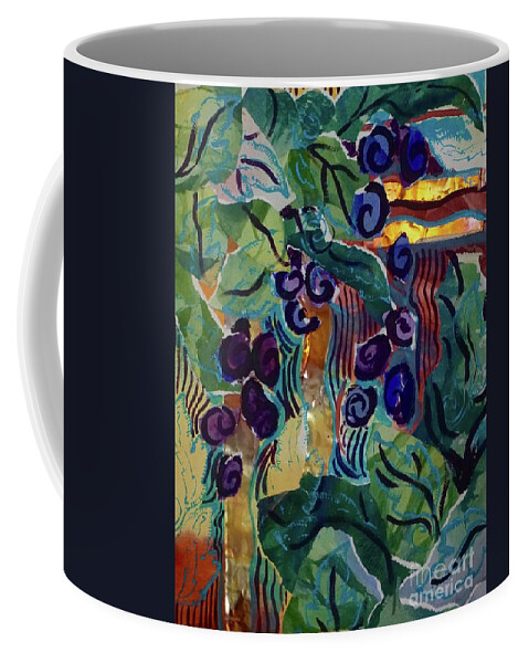 Grapes Coffee Mug featuring the mixed media Grape Vinyard by Genie Morgan