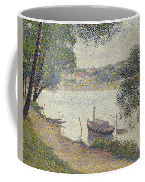 French Art Coffee Mug featuring the painting Gray weather, Grande Jatte by Georges-Pierre Seurat