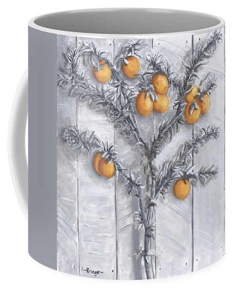 Oranges Coffee Mug featuring the painting Grayscale Oranges by Stephen Krieger