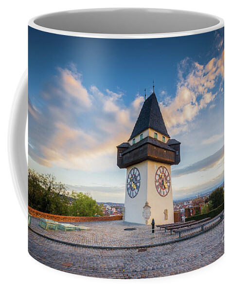 Aerial Coffee Mug featuring the photograph Graz Clock Tower by JR Photography