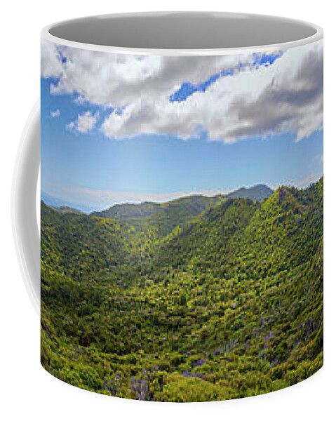 New Zealand Coffee Mug featuring the photograph Great Barrier Island New Zealand Lookout Point Panorama by Joan Carroll