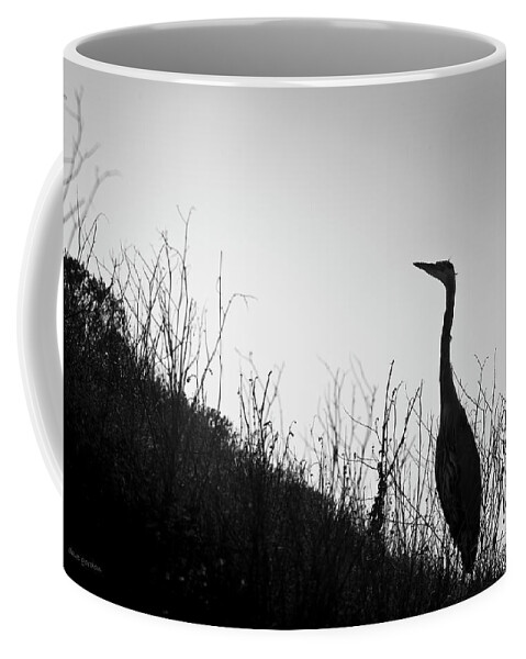 Heron Coffee Mug featuring the photograph Great Blue Heron I BW by David Gordon