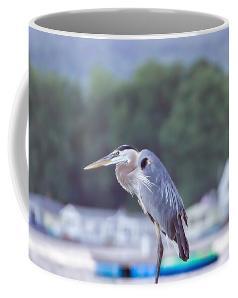 Great Blue Heron Coffee Mug featuring the photograph Great Blue Heron on Keuka Lake Horizontal Pano by Photographic Arts And Design Studio