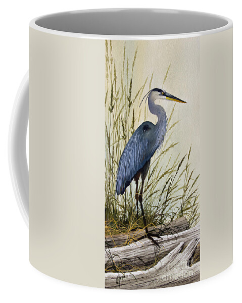 Great Blue Heron Coffee Mug featuring the painting Great Blue Heron Splendor by James Williamson