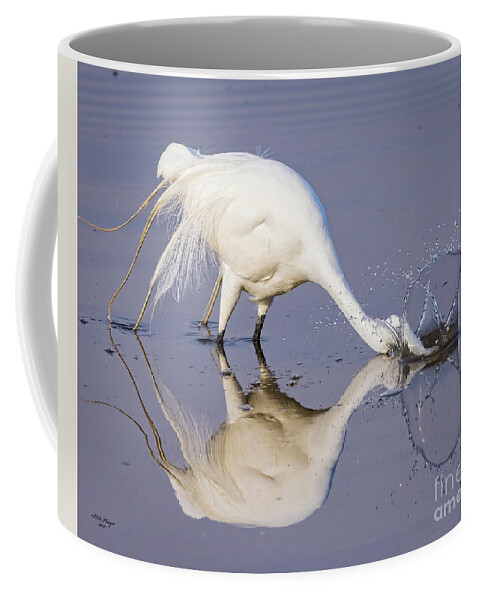 Egrets Coffee Mug featuring the photograph Great Egret Dipping For Food by DB Hayes