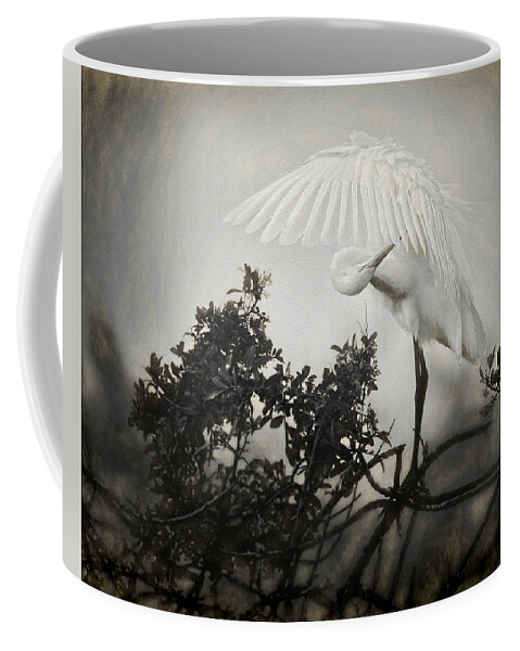 David Eppley Coffee Mug featuring the photograph Great Egret in the Fog by David Eppley
