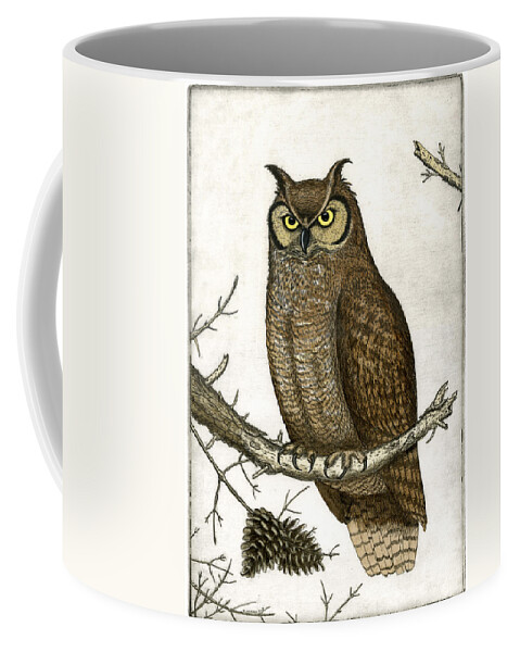 Etching Coffee Mug featuring the painting Great Horned Owl by Charles Harden