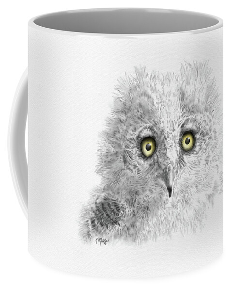 Owl Coffee Mug featuring the digital art Great Horned Owlet by Kathie Miller