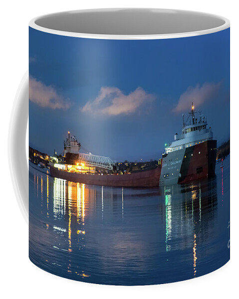 Great Lakes Coffee Mug featuring the photograph Great Lakes Freighter Cason Callaway Reflections -6776 by Norris Seward