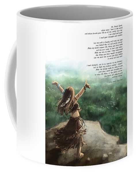 Native American Coffee Mug featuring the painting Great Spirit Prayer by Brandy Woods