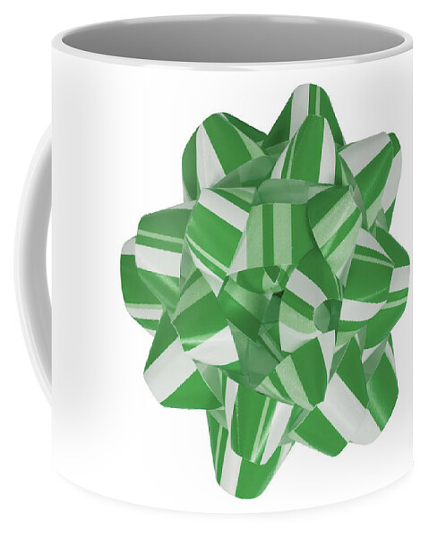 Christmas Coffee Mug featuring the photograph Green and White Christmas Bow by Anthony Totah