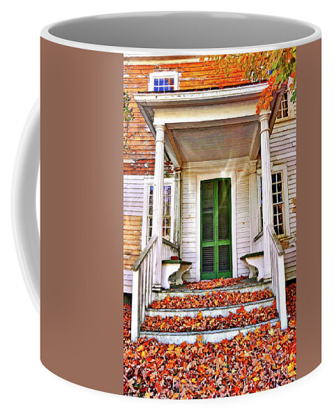 Fall Leaves Coffee Mug featuring the photograph Green Autumn Door by Joan Reese