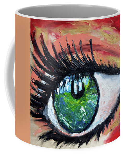 Eye Coffee Mug featuring the painting Green eye by Chiara Magni